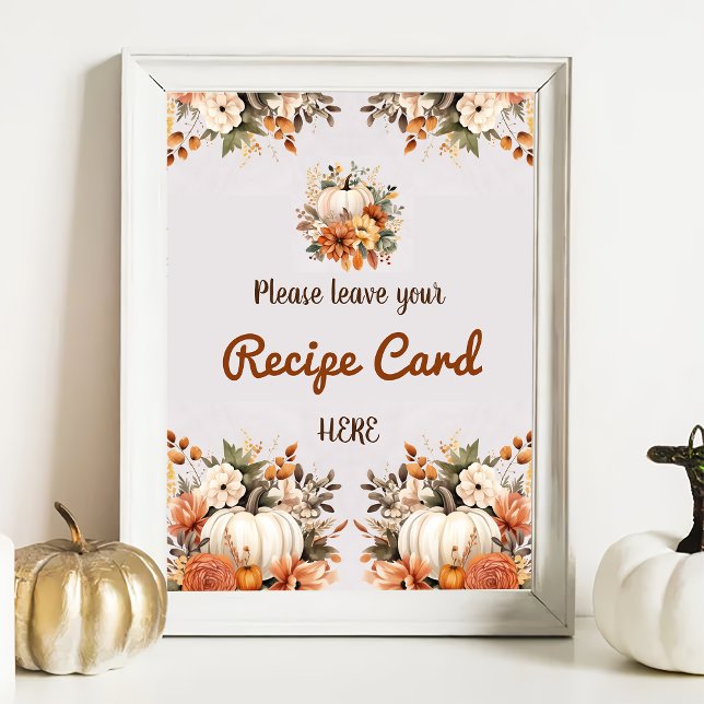 Fall Rustic Bridal Shower Recipe Card Poster (Creator Uploaded)