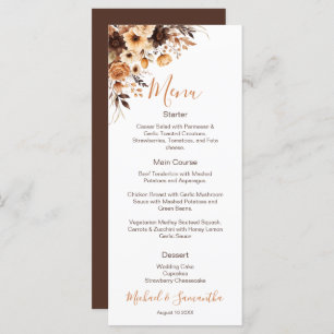 Fall Rustic Brown and Ivory Rose Country Wedding Menu