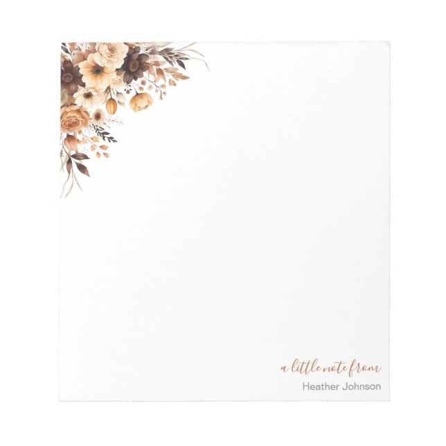 Fall Rustic Brown and Ivory Rose Country Wedding Notepad (Front)