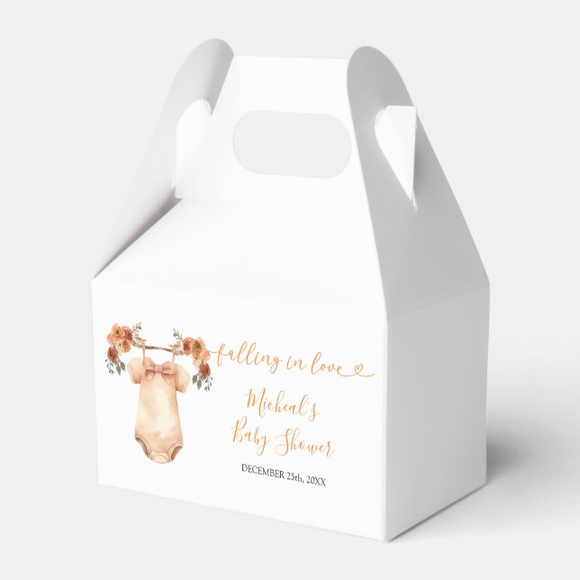 Fall Rustic Floral Baby Clothesline Baby Shower Favour Box (Front Side)