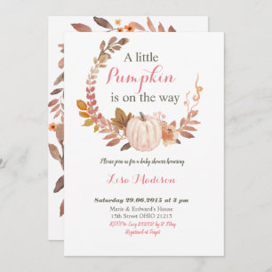 Fall Rustic Floral Pumpkin baby shower Invitation