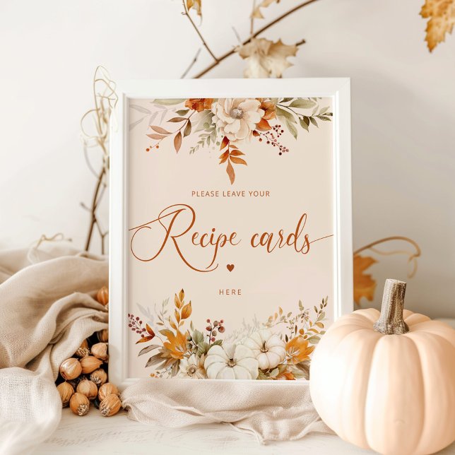 Fall rustic leave your recipe card here poster (Creator Uploaded)
