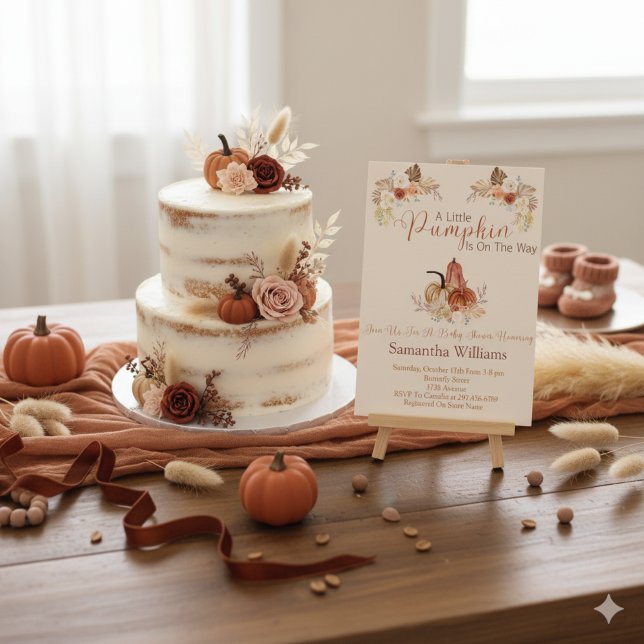  Fall Rustic Little Pumpkin Baby Shower Invitation (Creator Uploaded)