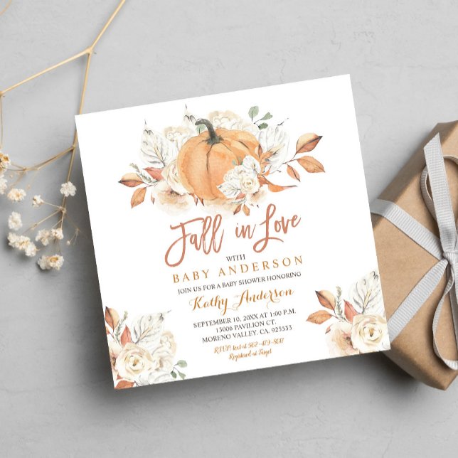 Fall Rustic Pumpkin Baby Shower Fall in Love  Invitation (Creator Uploaded)