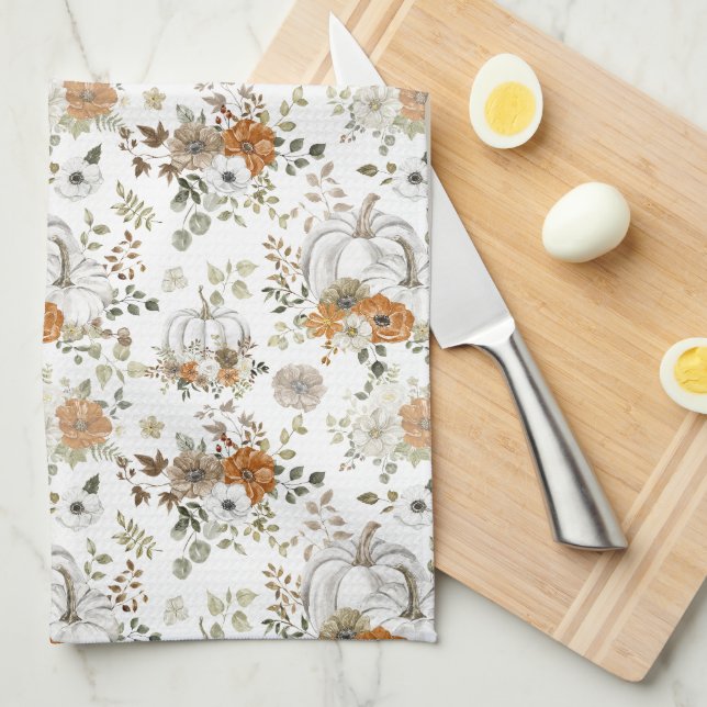 Fall rustic pumpkins tea towel (Quarter Fold)