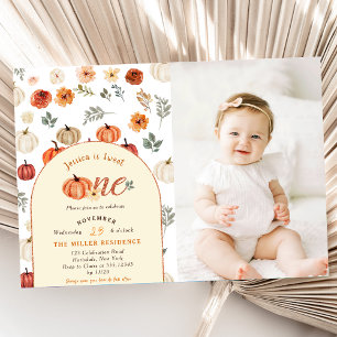 Fall Rustic Sweet One BIrthay Party Photo Invitation