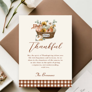 Fall Rustic Thankful Pumpkin Plaid thanksgiving Holiday Card