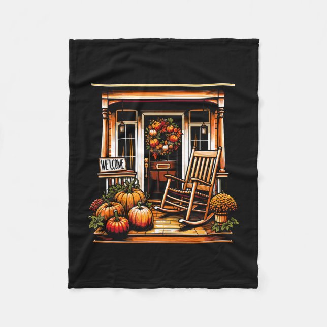 Fall rustic welcome autumn fall season october fleece blanket (Front)