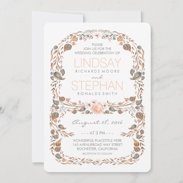 Fall Rustic Woodland Garden Vintage Wedding Invitation (Front)