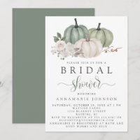 Fall Sage Green and White Pumpkin Floral Bridal