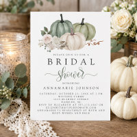 Fall Sage Green and White Pumpkin Floral Bridal