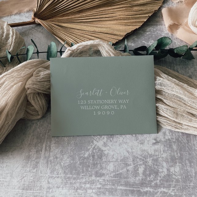 Fall Sage Green Self-Addressed RSVP Envelope (Creator Uploaded)