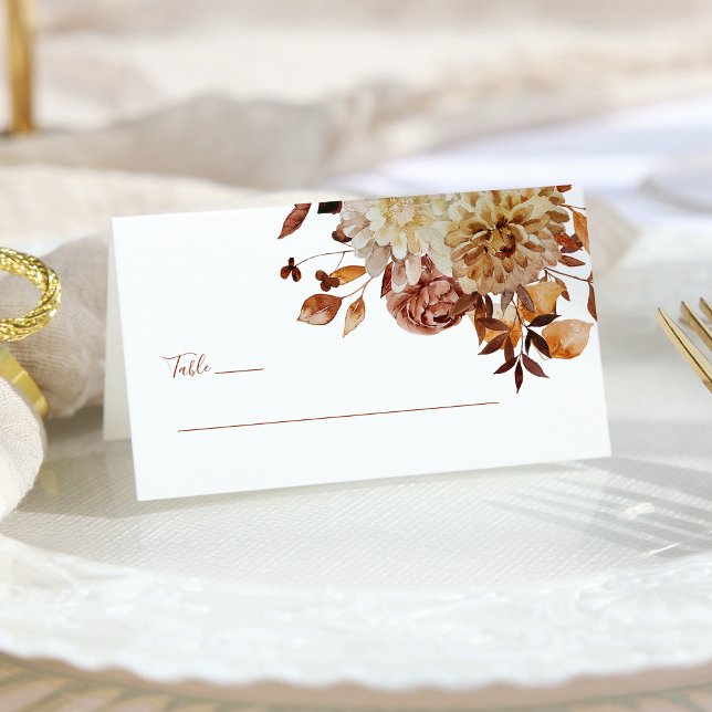 Fall Sage Terracotta Watercolor Floral Wedding Place Card (Fall Sage Terracotta Watercolor Floral Wedding Place Card by Painted Paperie
)
