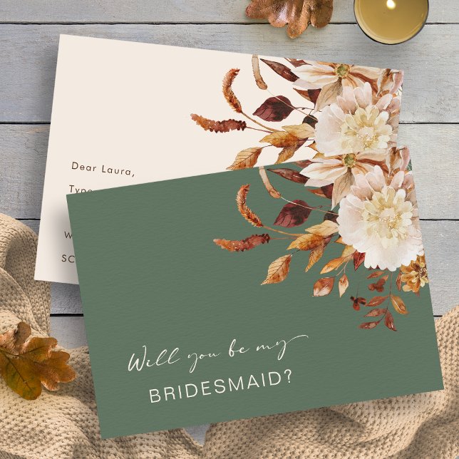 Fall Sage Will You Be My Bridesmaid Proposal Invitation (Fall Sage Green Will You Be My Bridesmaid Proposal Invitation by Painted Paperie
)