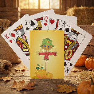 Fall Scarecrow and Pumpkins Autumn Harvest Playing Cards