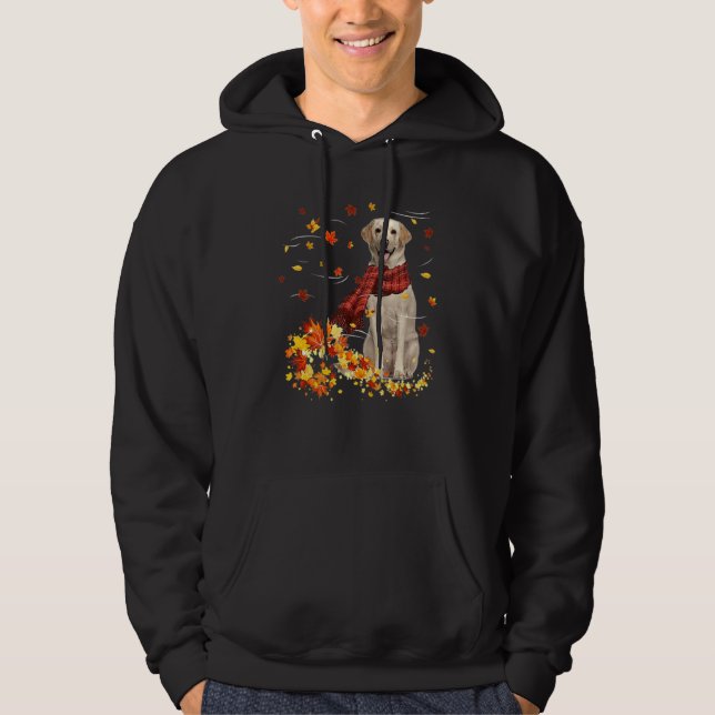 Fall Scarf  Labrador Dog Autumn Falling Leaves Hoodie (Front)