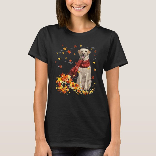 Fall Scarf  Labrador Dog Autumn Falling Leaves T-Shirt (Front)