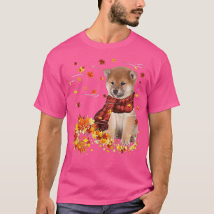 Fall Scarf  Shiba Inu Dog Autumn Falling Leaves242 T-Shirt