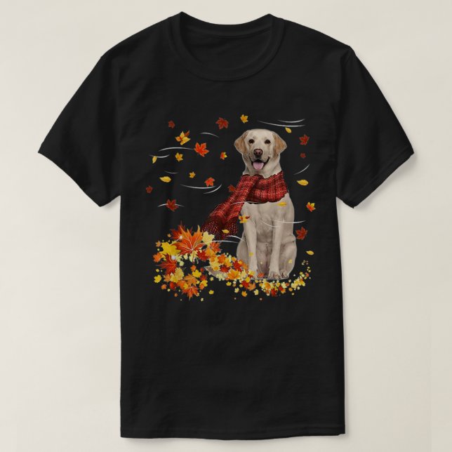 Fall ScarfLabrador Dog Autumn Falling Leaves  T-Shirt (Design Front)
