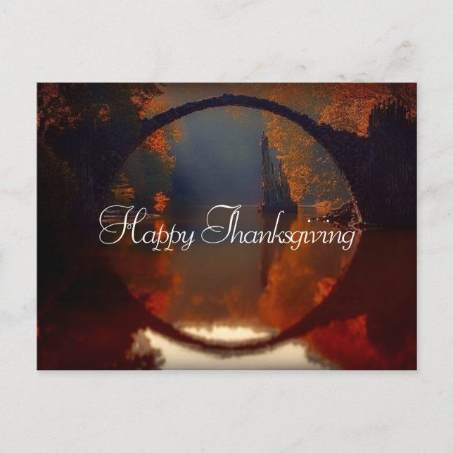 Fall Scene Bridge | Thanksgiving Postcard (Front)