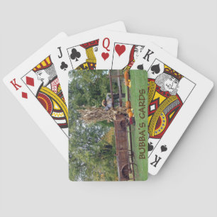 Fall Scene Old-Time Farm Cart, Scarecrow, Pumpkins Playing Cards