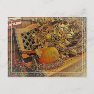Fall Scene / Pumpkin & Bittersweet 4.25" x 5.6" Postcard