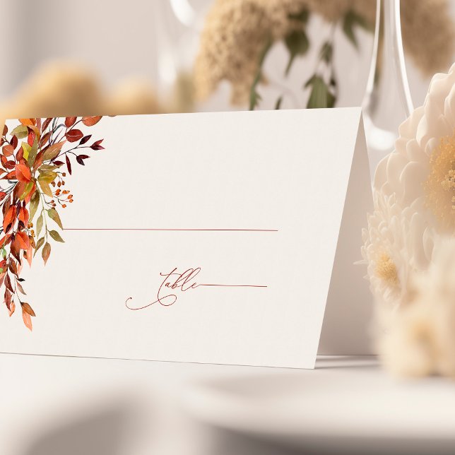 FALL Script Wedding Place Card Burnt Orange (Creator Uploaded)