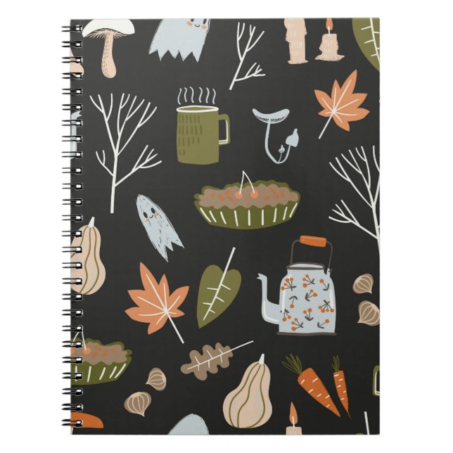 Fall seamless pattern with cosy nature elements. C Notebook (Front)