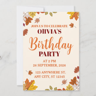 Fall Season Birthday Invitation