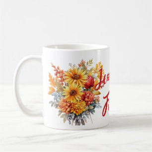 Fall Season Bouquet Custom Name Coffee Mug