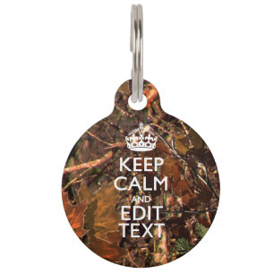 Fall Season Camouflage Keep Calm Your Text Pet Tag