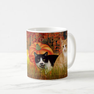 Fall Season Cats in Pumpkin Patch / Autumn Style Coffee Mug