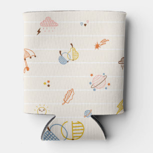 Fall season: colourful striped doodles. can cooler