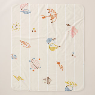 Fall season: colourful striped doodles. sherpa blanket