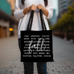 Fall Season Cosy Sweaters Scarves Design, Pumpkin  Tote Bag<br><div class="desc">This fall season themed tote bag is perfect for carrying your essentials in style. Featuring a trendy design with cosy sweaters, scarves, and all things autumn, it is perfect for the fall lover. The black bag highlights the words beautifully, making it a chic accessory for pumpkin patch visits, corn mazes,...</div>