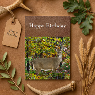 Fall Season Deer Happy Birthday Greeting  Card