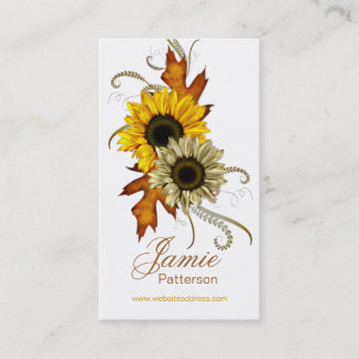 Fall Season Flower Vertical Business Cards