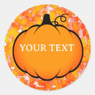 Fall Season Foliage Pumpkin Drawing Custom Text Classic Round Sticker