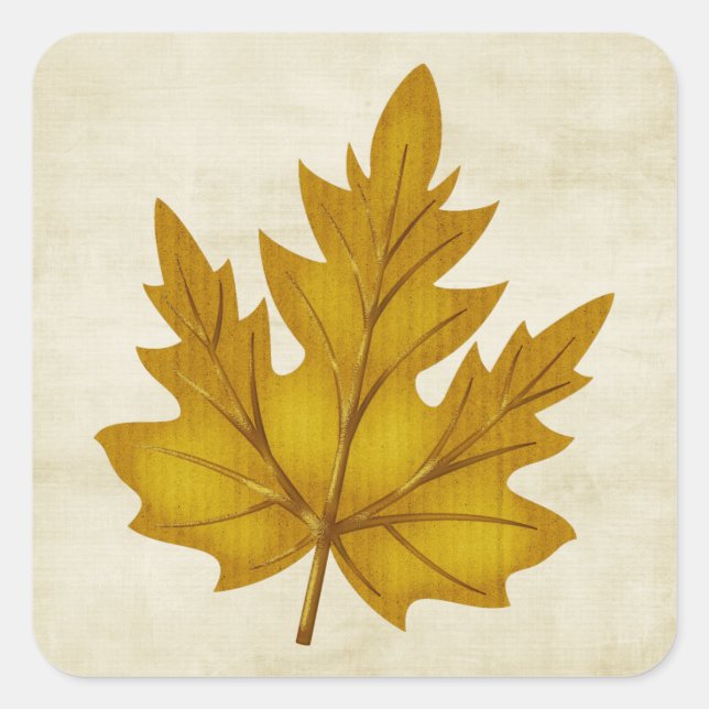 Fall Season Golden Leaf Customisable Sticker (Front)