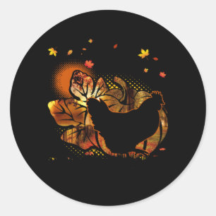 Fall Season Halloween Costume Chicken Pumpkin Autu Classic Round Sticker