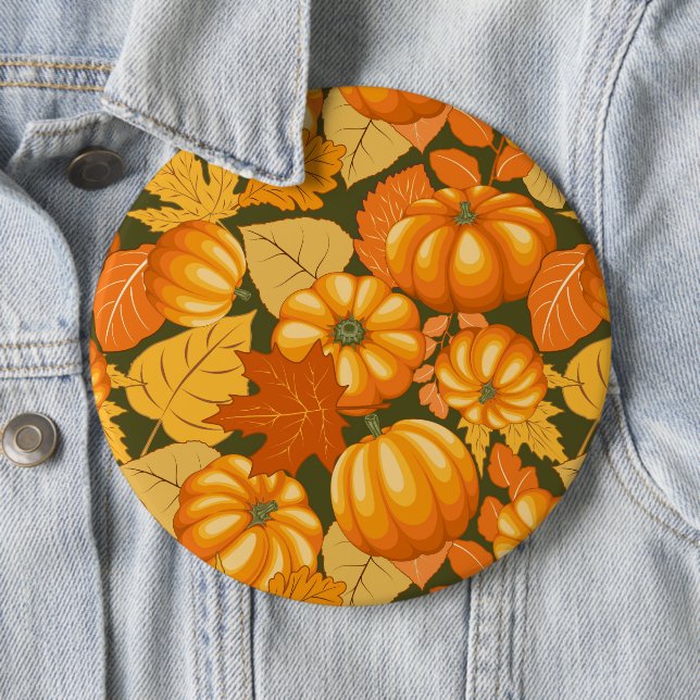 Fall Season Halloween Pumpkins Pattern 6 Cm Round Badge (In Situ)