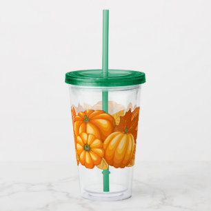 Fall Season Halloween Pumpkins Pattern Acrylic Tumbler