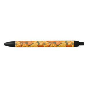 Fall Season Halloween Pumpkins Pattern Black Ink Pen