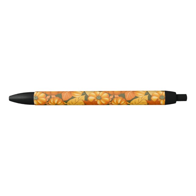 Fall Season Halloween Pumpkins Pattern Black Ink Pen (Front)