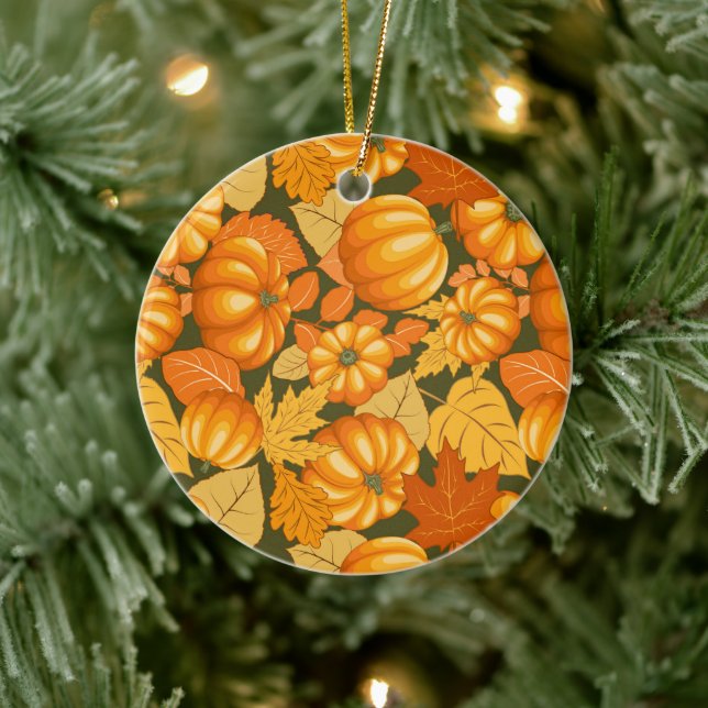 Fall Season Halloween Pumpkins Pattern Ceramic Tree Decoration (Tree)