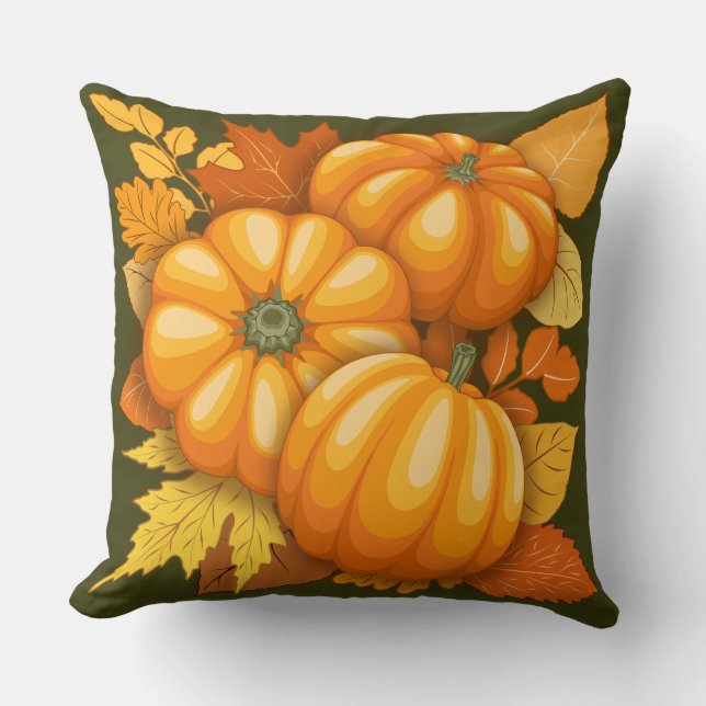 Fall Season Halloween Pumpkins Pattern Cushion (Front)