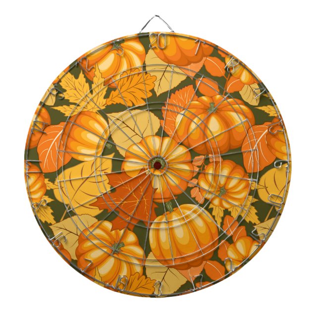 Fall Season Halloween Pumpkins Pattern Dartboard (Front)