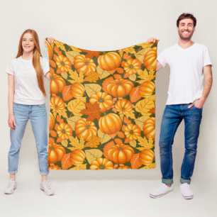 Fall Season Halloween Pumpkins Pattern Fleece Blanket