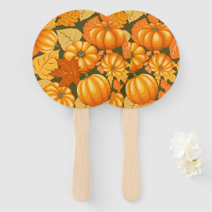 Fall Season Halloween Pumpkins Pattern Hand Fan