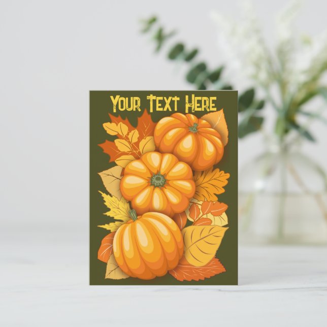Fall Season Halloween Pumpkins Pattern Holiday Postcard (Standing Front)